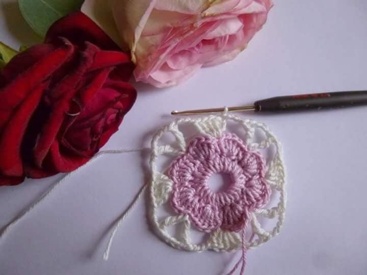 Divino crochet - cuadro flor para colcha de crochet