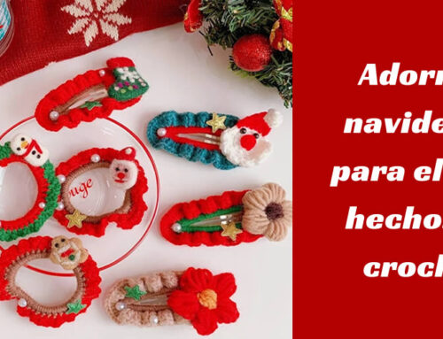 Adornos navideños para el pelo hechos de crochet